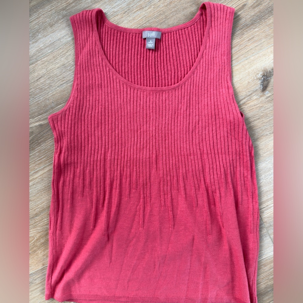 ❤️ J. Jill Ribbed Pink Tank Top Silk Cotton Blend